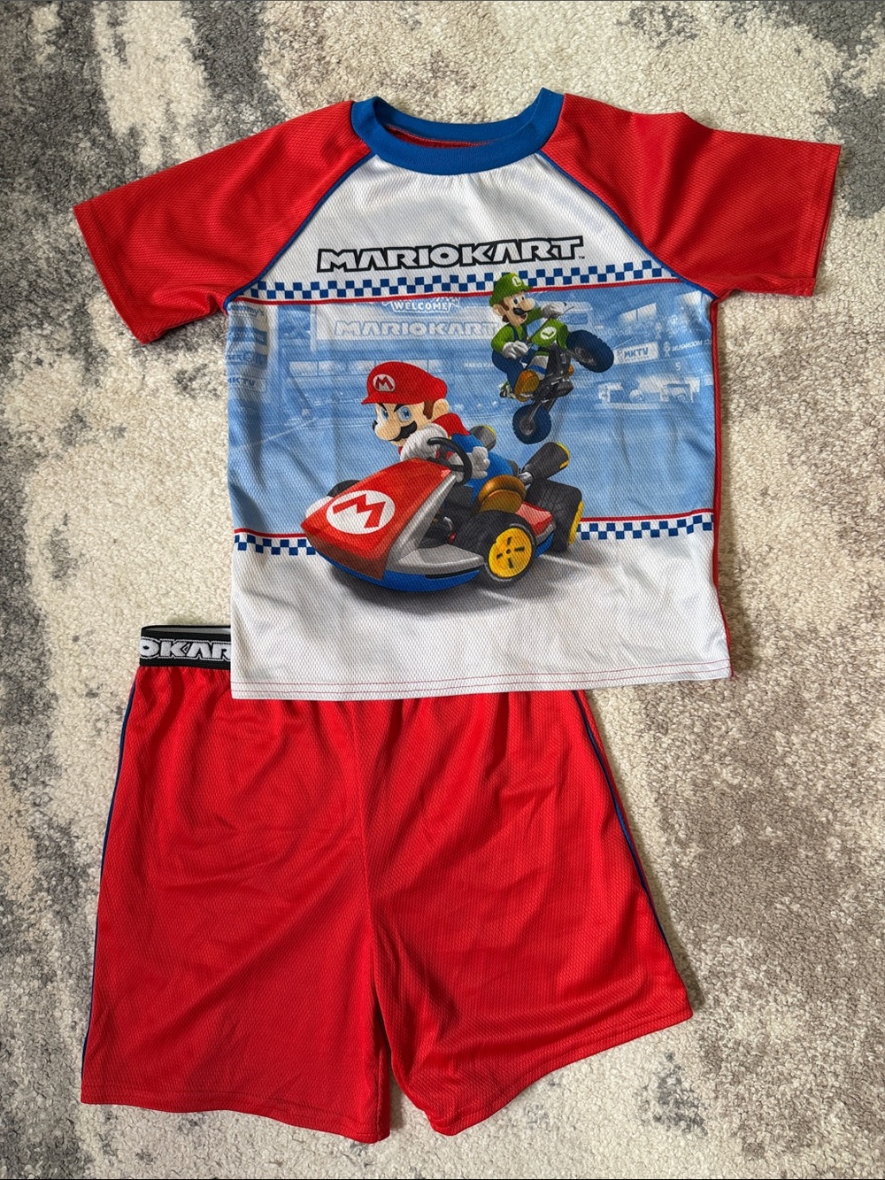 Mario Red Kids Pajama Set - Short Sleeve Tee & Shorts